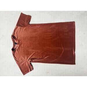 Forever 21 Pink Copper Velvet Short Sleeve Shirt Dress - Size Large